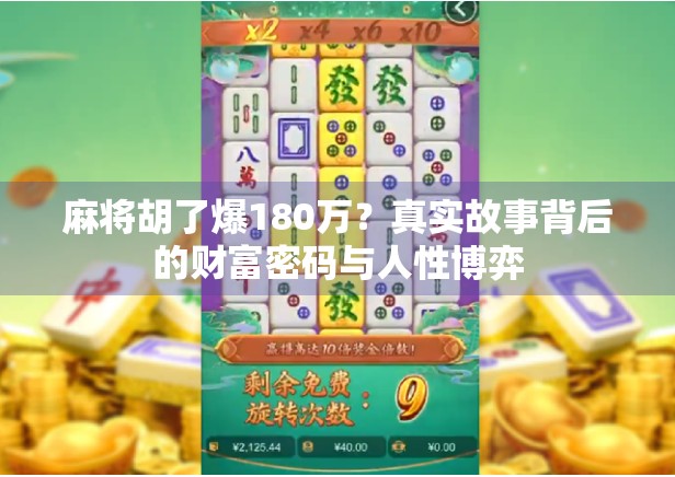 麻将胡了爆180万？真实故事背后的财富密码与人性博弈